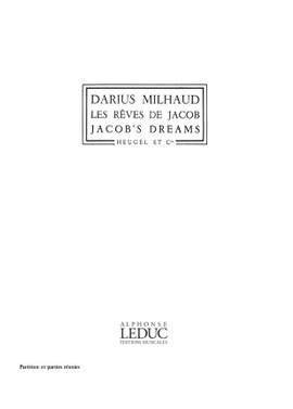 Darius Milhaud: Les Rêves De Jacob Op.294, Suite Chorégraphique