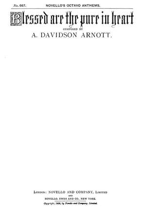 A. Davidson Arnott: Blessed Are The Pure In Heart