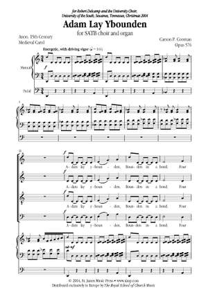 Cooman: Adam lay ybounden SATB & Organ