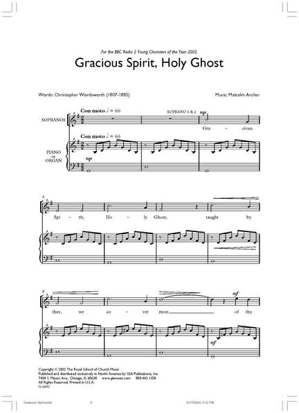 Archer: Gracious Spirit, Holy Ghost