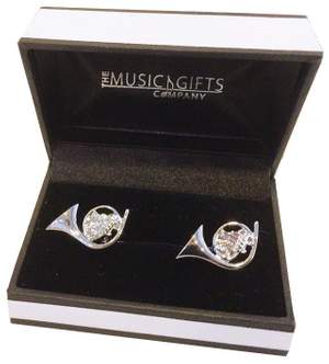 Silver-Plated French Horn Cufflinks