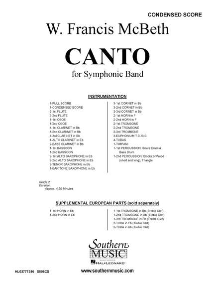 W. Francis McBeth: Canto