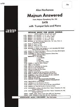 Alan Hovhaness: Majnun Answered