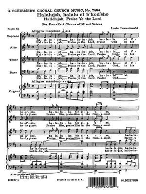 Louis Lewandowski: Hallelujah Praise Ye The Lord English Hebrew Org.