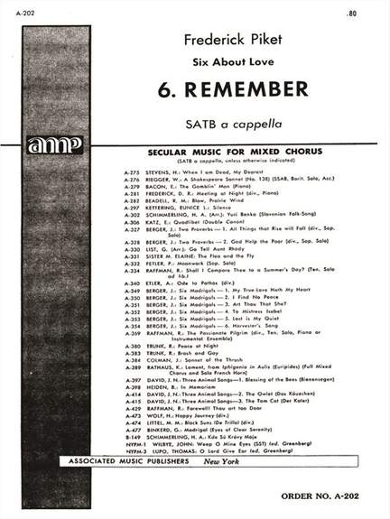 F Picket: Remember 6 About Love