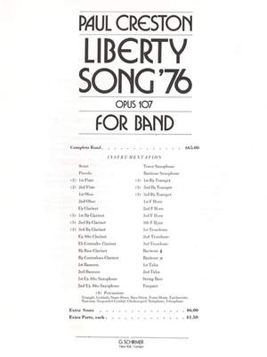 Paul Creston: Liberty Song '76 Op107 Bd Extra Sc