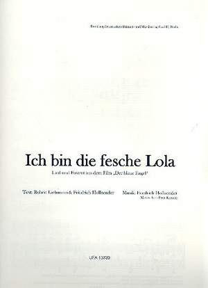 Friedrich Hollaender: Ich bin die fesche Lola