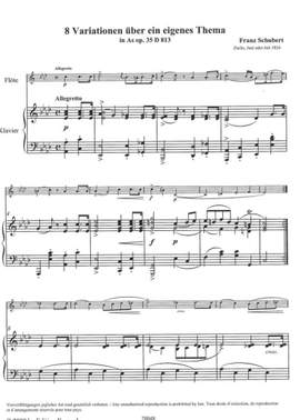 Franz Schubert: 8 Variationen Uber Ein Eigenes Thema