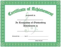 Certificate of Achievement - 10 Pack (Green)