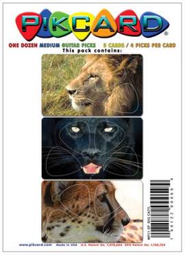 PikCard 3-Pack: Big Cats (12 Guitar Picks)