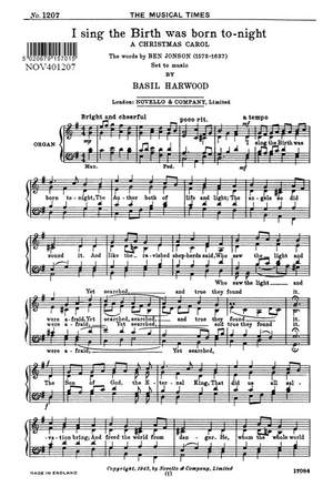 Basil Harwood: I Sing The Birth Was Born To-Night