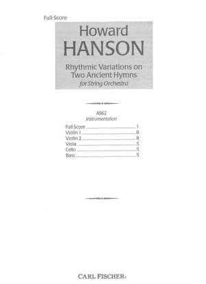 Howard Hanson: Rhythmic Variations On Two Ancient Hymns