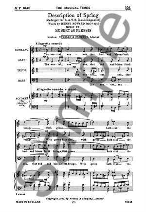 Hubert Du Plessis: Description Of Spring