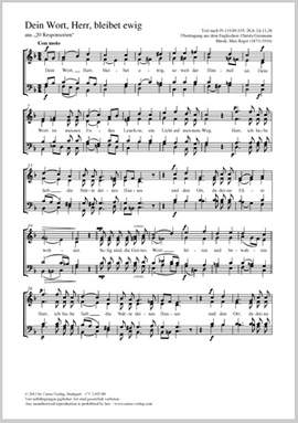Reger, Max: Forever, o Lord, Thy Word is Settled
