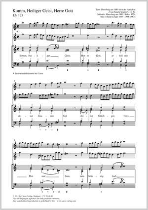 Crüger, Johann: Come, Holy Ghost, God and Lord