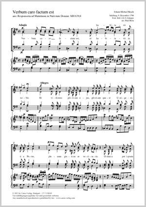 Haydn, Johann Michael: Verbum caro factum est