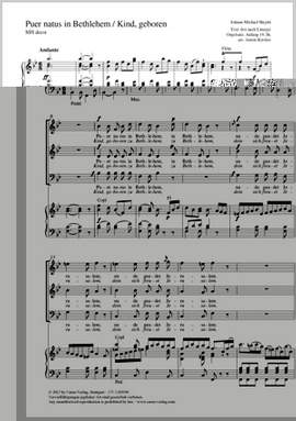 Haydn, Johann Michael: Puer natus in Bethlehem