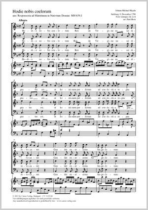 Haydn, Johann Michael: Hodie nobis coelorum