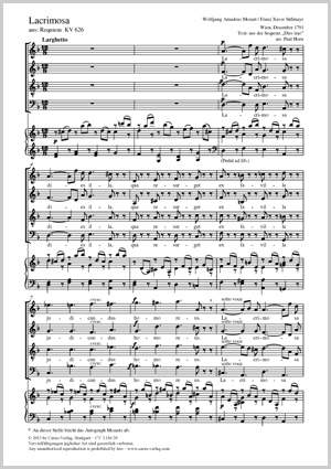 Mozart, Wolfgang Amadeus / Süßmayr, Franz Xaver: Lacrimosa