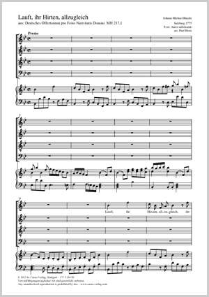 Haydn, Johann Michael: Lauft, ihr Hirten, allzugleich