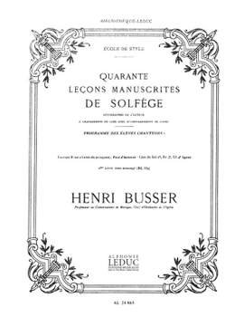 Henri Büsser: Lecons Manuscrites de Solfege Vol2 B