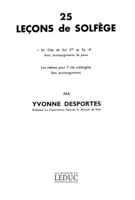 Desportes: 25 Lecons De Solfege