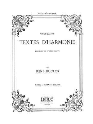 Duclos: 24 Textes D'harmonie Faciles Et Progressifs Basses