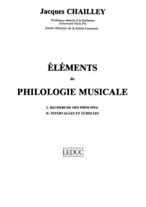 Jacques Chailley: ElEments de Philologie Musicale