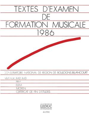 Louvier: Textes D'examen De Formation Musicale 1986