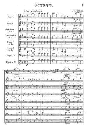 Wranitsky, Paul: Octet in F Major (Hob. II: F7) for two oboes, two clarinets, two horns and two bassoons