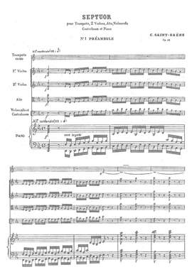 Saint-Saëns, Camille: Septet in E flat, Op. 65 for piano, trumpet, string quartet & bass