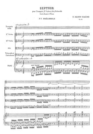 Saint-Saëns, Camille: Septet in E flat, Op. 65 for piano, trumpet, string quartet & bass