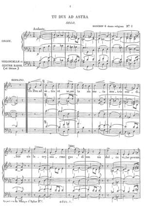Busschop, Jules: Six chants réligieux avec accomp. d'orgue obligé, violoncelle et contrebasse, ad. libit.