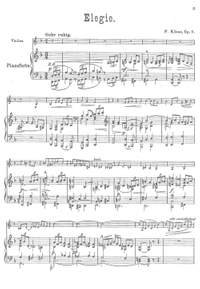 Klose, Friedrich: Elegie Op. 7 for violin (or viola) with accompanying pianoforte