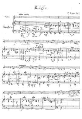 Klose, Friedrich: Elegie Op. 7 for violin (or viola) with accompanying pianoforte