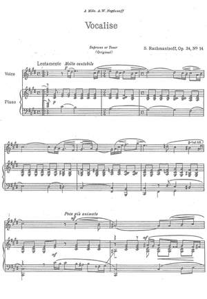 Rachmaninoff, Sergey: Vocalise, Op. 34, No. 14 in three versions