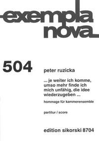 Peter Ruzicka: je weiter ich komme, umso mehr finde ich