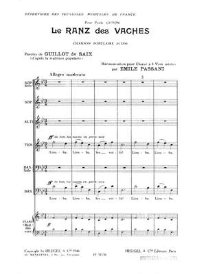 Emile Passani: Passani Le Ranz Des Vaches 4 Part & Piano Choral