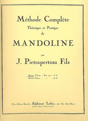 Janvier Pietrapertosa: Pietrapertosa Methode de Mandoline vol. 1 Mandolin