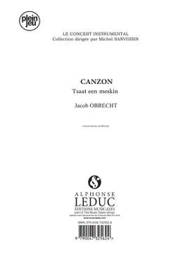 Jacob Obrecht: Concert Instrumental Pj463 Canzon Tsaat Een Meskin