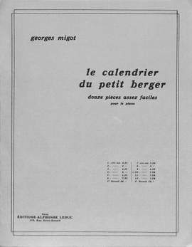Migot: Calendrier Du Petit Berger 12 Pieces:N010 Piano