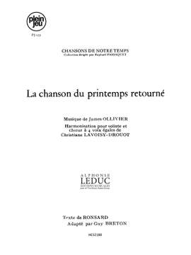 James Ollivier: Chansons De Notre Temps