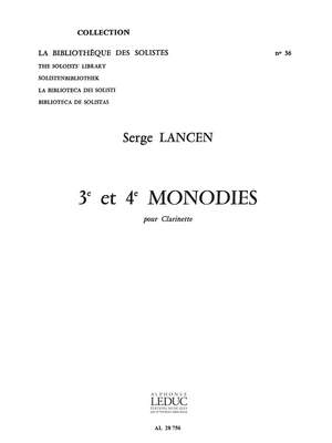 Serge Lancen: 3eme et 4eme Monodies Lm036 Clarinet In B Flat