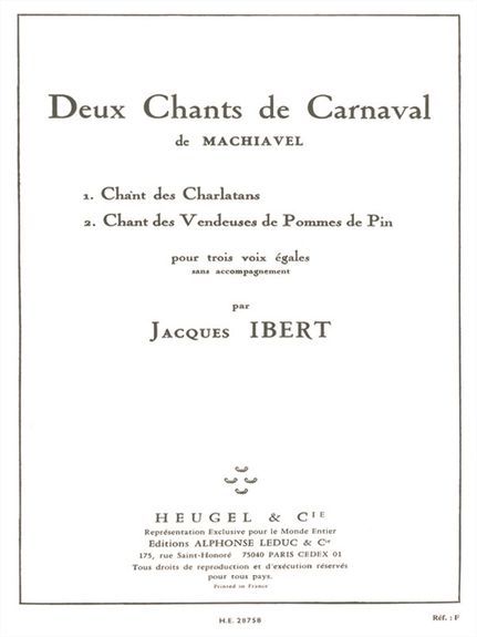 Jacques Ibert: Deux Chants De Carnaval