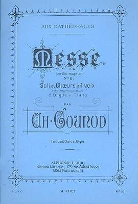 Charles Gounod: Messe No 6 G Major Bl450 Voice & Organ Score