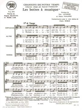 Guy Lafarge: Chansons De Notre Temps-Les Boites Musique 4 Pt
