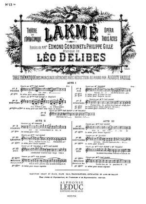 Léo Delibes: Lakme No 13 Bis Melodie Soprano Solo & Piano