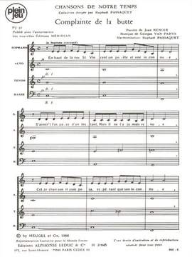 Georges Van Parys: Chansons de Notre Temps - Complainte de La Butte