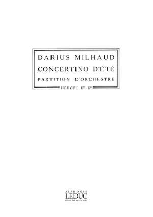 Darius Milhaud: Concertino D'Ete-Alto/9 Instr