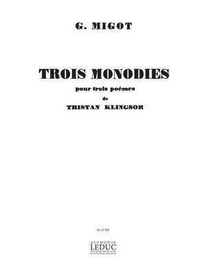 Georges Migot: 3 Monodies Pour 3 Poemes De Klingsor